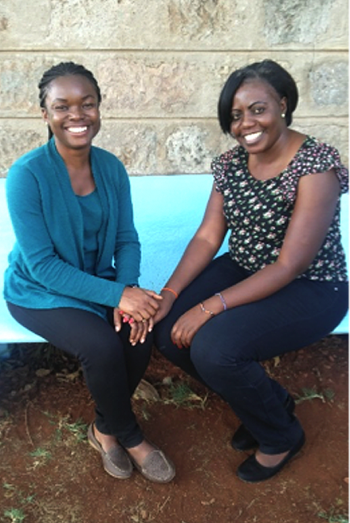 Blessing Adanta (left) and Lyna Mukwa at the BecA-ILRI Hub (photo: BecA-ILRI Hub/Eleni Vikeli)