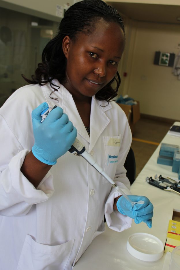 Florence develops her research at BecA-ILRI Hub's lab facilities